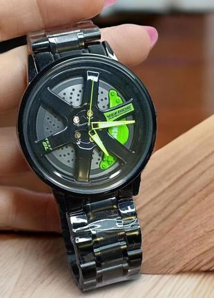 Мужские кварцевые наручные часы skmei 1787 gn с эффектом крутящегося колеса3 фото