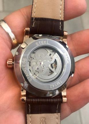 Чоловічий класичний механічний  наручний годинник forsining 8214 gwз автопідзаводом. шкіряний ремінец4 фото