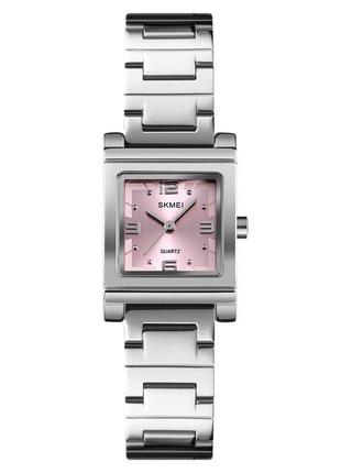 Женские квадратные наручные часы с металлическим браслетом  skmei 1388pk pink