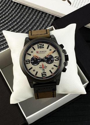 Мужские классические кварцевые  наручные часы с хронографом curren 8314. кожаный ремешок. kb6 фото