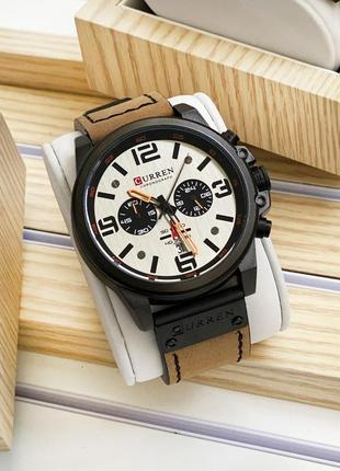 Мужские классические кварцевые  наручные часы с хронографом curren 8314. кожаный ремешок. kb2 фото