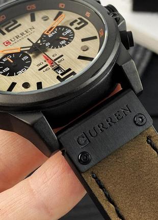 Мужские классические кварцевые  наручные часы с хронографом curren 8314. кожаный ремешок. kb5 фото