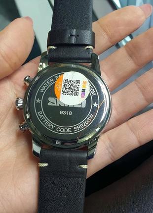 Чоловічий кварцевий наручний годинник skmei 9318bkbk black  шкіряний ремінець6 фото