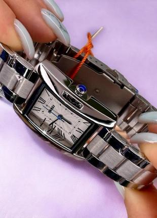 Женские прямоугольные наручные часы с металлическим браслетом  skmei 1284si silver2 фото