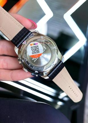 Классические мужские кварцевые наручные часы с хронографом skmei 9106 silver-black-orange6 фото