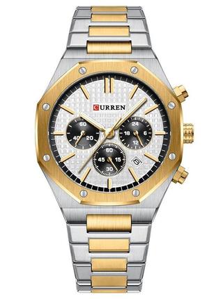 Чоловічий класичний кварцевий наручний годинник з хронографом curren 8440 sgw. металевий браслет