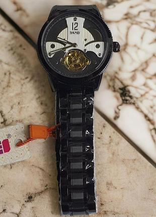 Механические мужские наручные часы с автоподзаводом skmei 9205 bkwt black-white4 фото