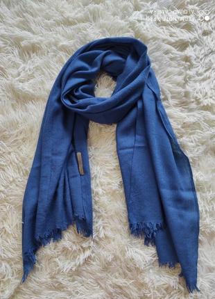 Шарф з вовни меріноса kashmir loom люкс бренд синій шарф хустка палантин платок2 фото