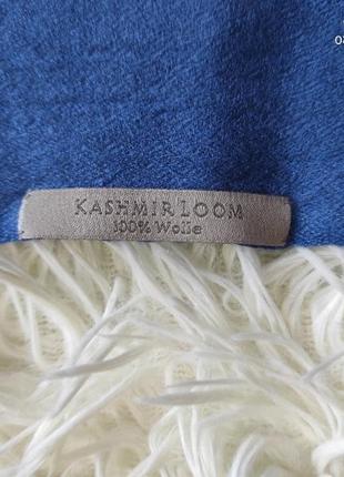 Шарф з вовни меріноса kashmir loom люкс бренд синій шарф хустка палантин платок4 фото
