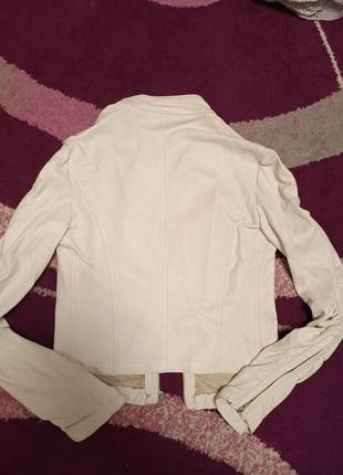 Шкіряна курточка біла 42, кожанка4 фото
