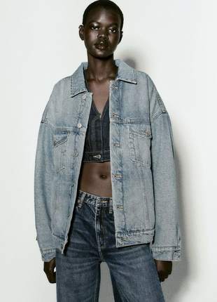 Утеплена джинсова куртка zara m-l, xl-xxl9 фото