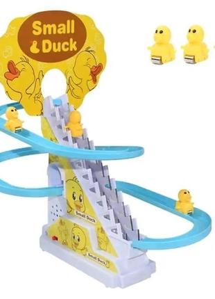 Интерактивная игрушка трек с уточками и звуковыми эффектами small duck, 3 утки на батарейках