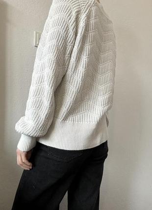 Бавовняний светр білий джемпер пуловер реглан лонгслів кофта бавовна білий светр коттон8 фото