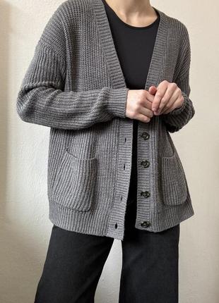 Сірий кардиган светр з гудзиками кофта сіра джемпер пуловер реглан лонгслів кофта оверсайз кардиган9 фото