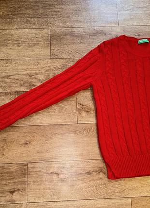 Benetton яркий женский красный трикотажный свитер,джемпер!оригинал!3 фото