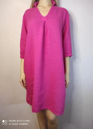 Італія лляне плаття льон міді рожеве льняное платье лен италия5 фото