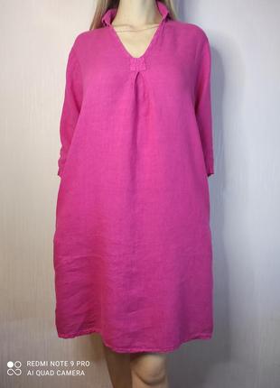 Італія лляне плаття льон міді рожеве льняное платье лен италия7 фото