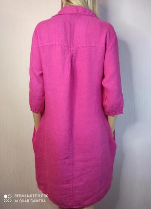 Італія лляне плаття льон міді рожеве льняное платье лен италия6 фото