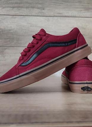 Бордовые кеды кроссовки мокасины туфли ванс vans old school6 фото