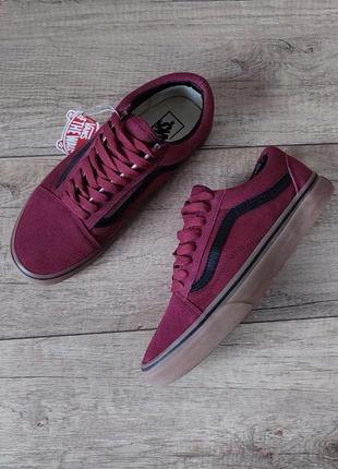 Бордовые кеды кроссовки мокасины туфли ванс vans old school5 фото