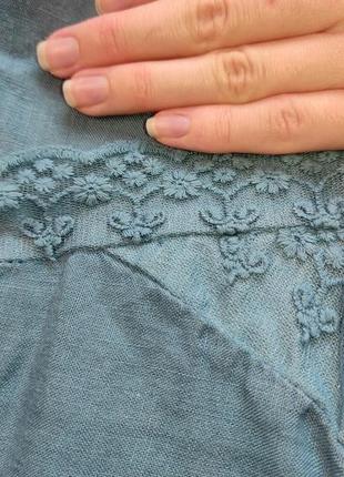 Плаття льон італія лляне блакитне мереживо сарафан льняное платье италия4 фото