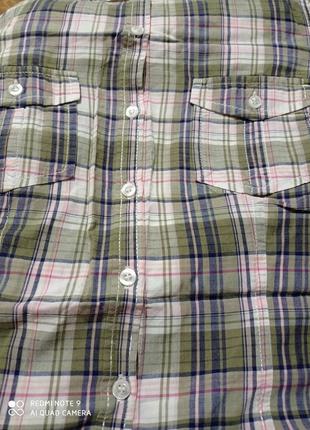 32 хлопковая  рубашка в клетку с короткими рукавами  хлопок бавовна бавовняна4 фото