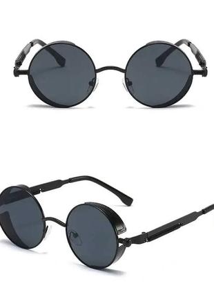 Винтажные солнцезащитные очки стимпанк черные стильные3 фото