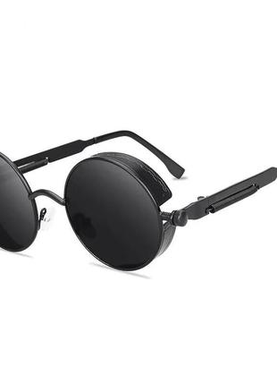 Винтажные солнцезащитные очки стимпанк черные стильные2 фото