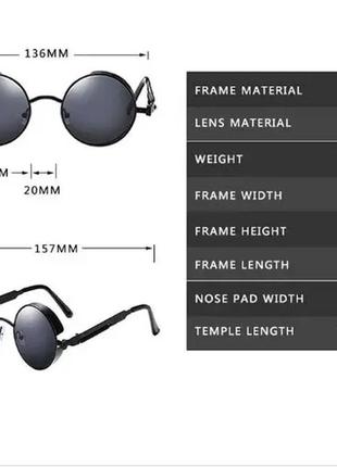Винтажные солнцезащитные очки стимпанк черные стильные8 фото
