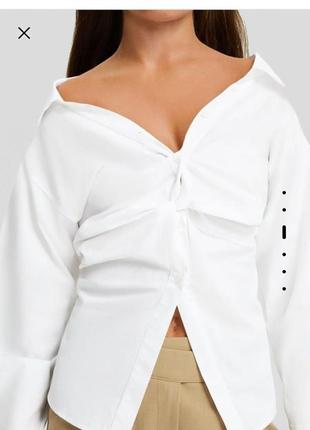 Белая рубашка открытые плечи блузка рубашка корсет5 фото