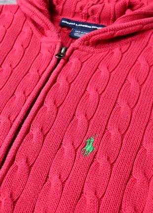 Женский винтажный вязанный зип худи polo ralph lauren sport. american vintage y2k hilfiger кофта свитер малиновый реглан4 фото