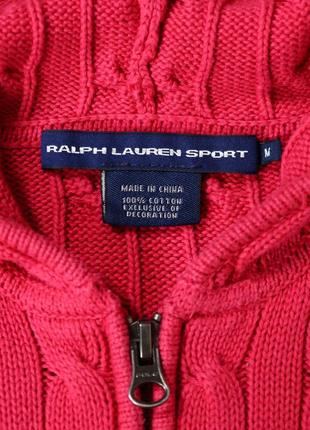 Жіночий вінтажний вʼязаний зіп худі polo ralph lauren sport. american vintage y2k rl ysl tommy светр малиновий реглан5 фото