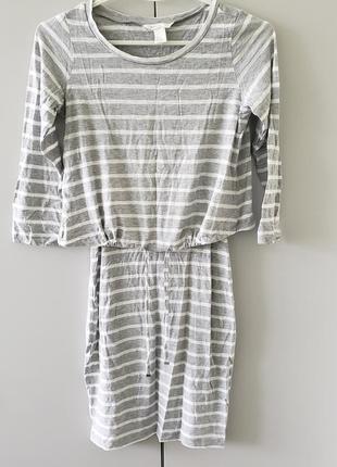 H&m mama платье для кормления xs s m 42 44 46 серо-белая полоска новое3 фото