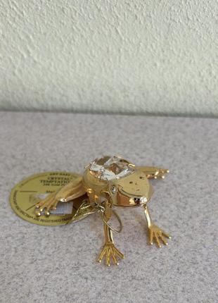 Позолоченная фигурка лягушка с кристаллами сваровски1 фото