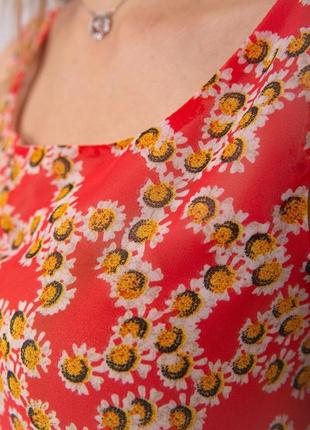 Літня сукня, коралового кольору в квітковий принт,4 фото