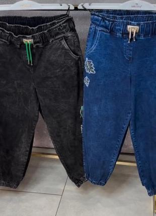 Бомбезні стильні джинси,вишивка,на резинці, туреччина.1 фото