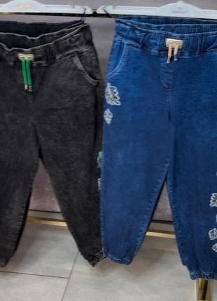 Бомбезні стильні джинси,вишивка,на резинці, туреччина.6 фото