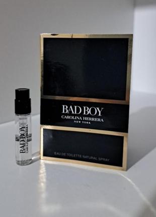 Пробник туалетна вода для чоловіків carolina herrera bad boy 1.5 мл