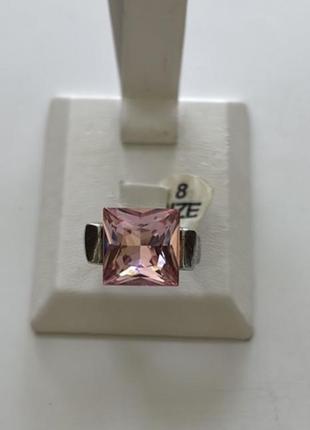 Перстень  з фіанітом квадратної форми біжутерія розмір 16,5-18,0