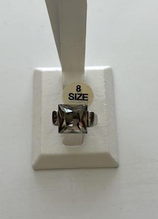 Кольцо с фианитом квадратной формы бижутерия размер 16,5-18,04 фото