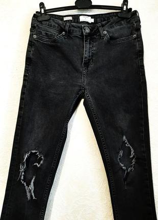 Topman (турция) джинсы зауженные чёрные с дырами скинни размер 44 46 мужские uk 30s2 фото