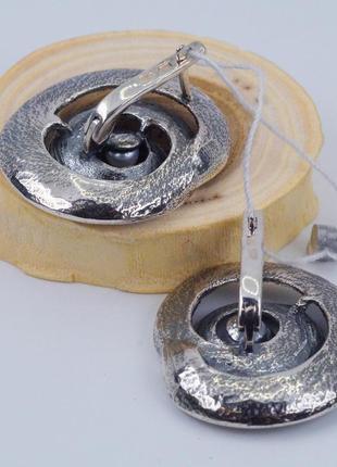Срібний стіна (сережки, кільце і брошка) 925 проби з перлами.2 фото
