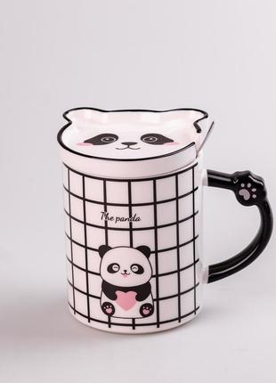 Чашка керамическая 350 мл the panda с блюдцем и ложкой2 фото