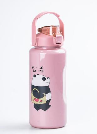 Пляшка для води панда набір 3в1 з дозатором 0.3л 0.9л 2л2 фото