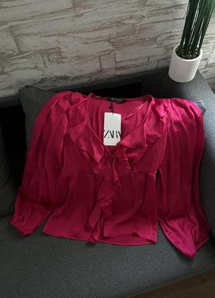 Фуксія рожева малинова блуза зара zara2 фото