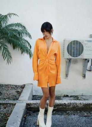 Помаранчева оранжева сукня зара zara4 фото