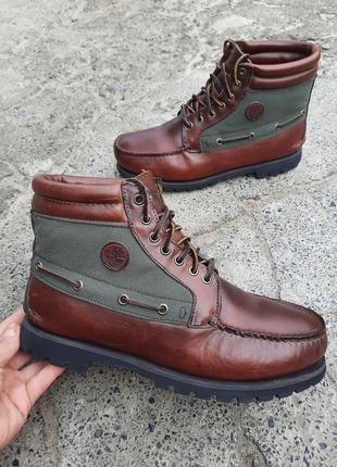 Демисезонные кожаные винтажные оригинальные кожаные ботинки timberland gore-tex