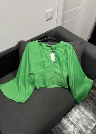 Зелена блуза зара zara2 фото