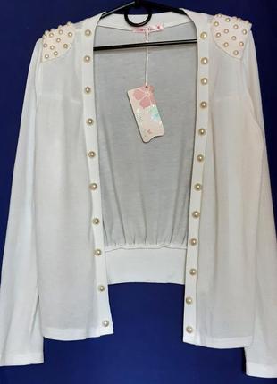 Ошатна біла кофта кардиган перли "wind fashion" з німеччини розмір xs