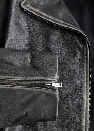 Натуральна шкіряна байкерська куртка косуха з потертостями h&m premium 12240620018 фото